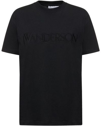 JW Anderson Embroidered Logo Jersey T-Shirt - Black