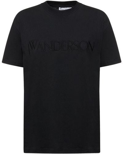 JW Anderson T-shirt in jersey con ricamo logo - Nero