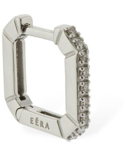 Eera Mini 18Kt & Diamond Squared Mono Earring - Metallic