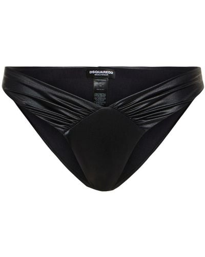 DSquared² Slip bikini in lycra drapeggiato - Nero