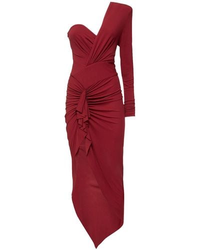 Alexandre Vauthier One Shoulder Viscose Jersey Midi Dress - Red