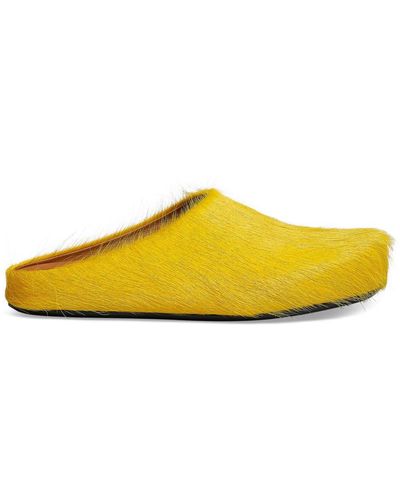 Marni Fussbett Leather Mules - Yellow