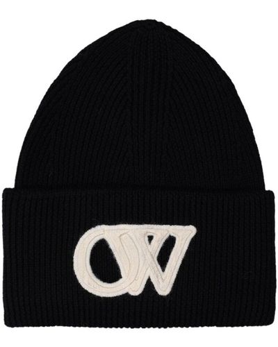 Off-White c/o Virgil Abloh Logo Embroidered Wool Beanie - Black