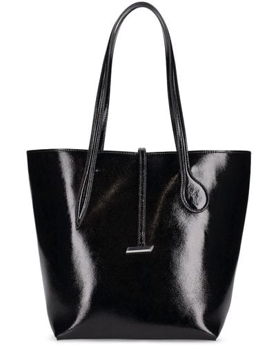 Little Liffner Midi Sprout Glossy Leather Tote Bag - Black
