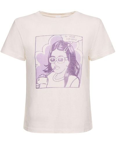RE/DONE Bedrucktes T-shirt Mit Logotasche - Pink