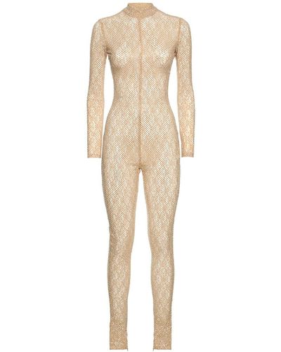 Stella McCartney Embellished Tech Jersey Jumpsuit - Natural