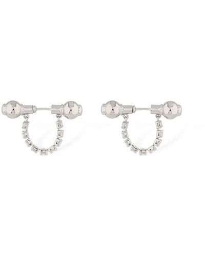 Panconesi Crystal Barbell Stud Earrings - White