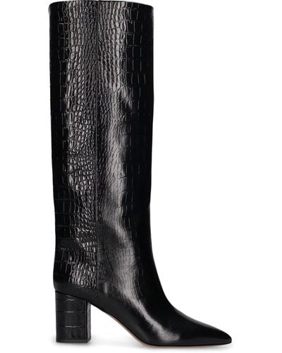 Paris Texas 70Mm Anja Croc Embossed Tall Boots - Black