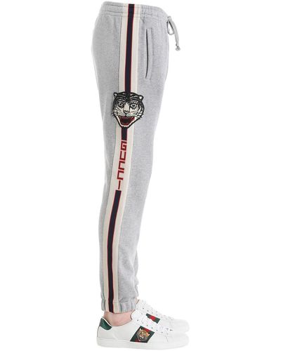 Gucci Jogginghose Aus Baumwolle Mit Seitenstreifen - Grau