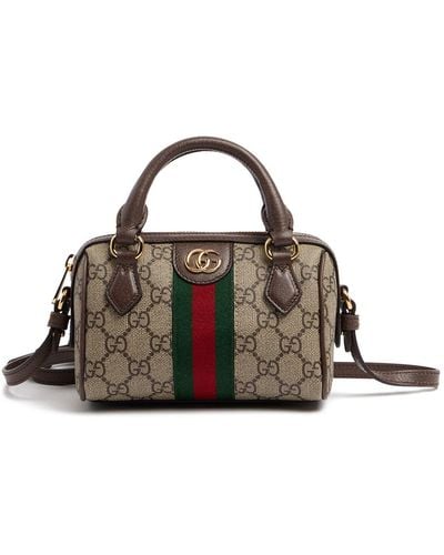 Gucci Super Mini Ophidia Canvas Shoulder Bag - Brown
