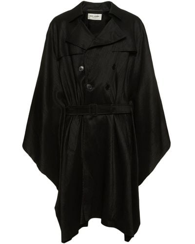Saint Laurent Trench-coat en viscose mélangée djellaba - Noir