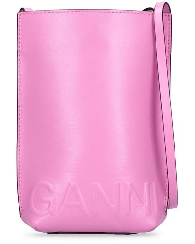 Ganni Small Crossbody Leather Shoulder Bag - Pink