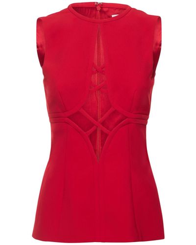 Prabal Gurung Sleeveless Cutout Crepe Top - Red