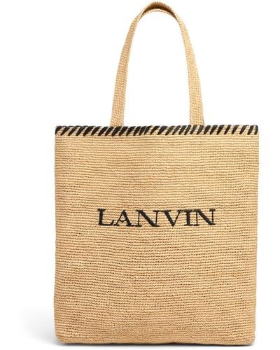 Lanvin Logo Raffia Effect Tote Bag - Natural