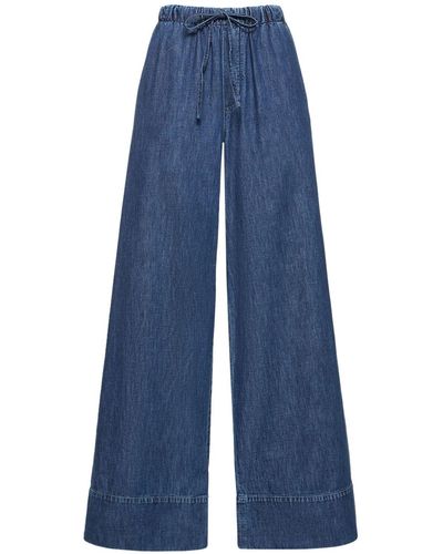 Valentino Jean ample en bastiste de denim taille haute - Bleu