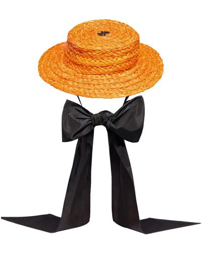 Patou Jp Straw Boater Hat - Orange
