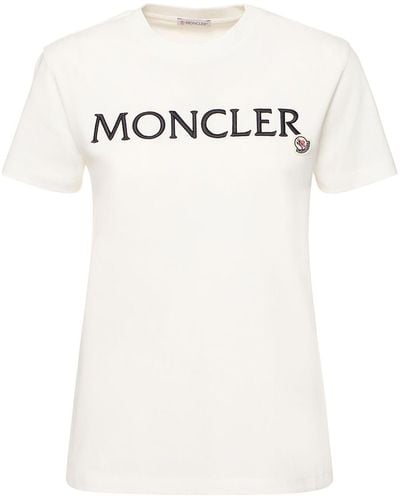 Moncler Camiseta de algodón con logo bordado - Blanco