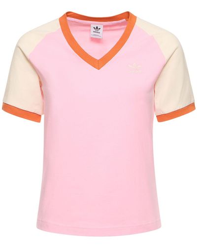 adidas Originals Cali V-neck T-shirt - Pink