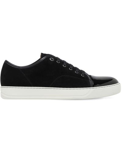 Lanvin Suede & Leather Low Top Sneakers - Black