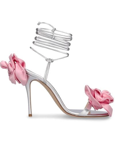 Magda Butrym 105mm Hohe Satin-sandaletten "flower" - Pink
