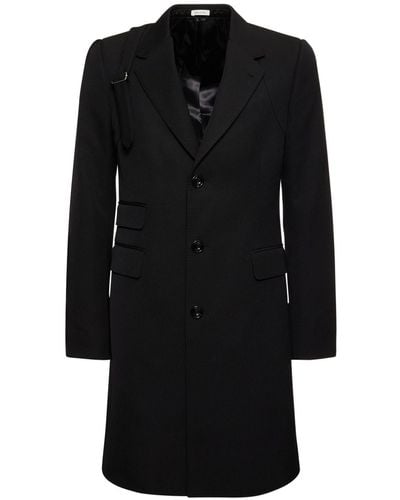 Alexander McQueen Manteau en laine à boutonnage simple - Noir