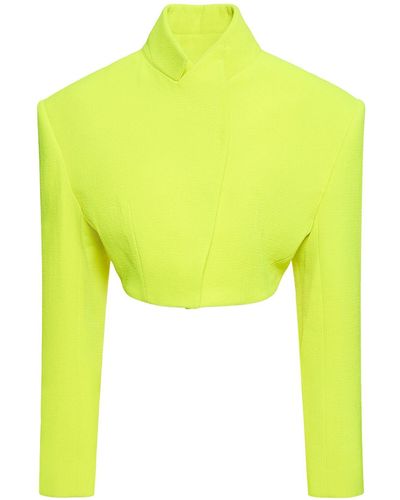 Alexandre Vauthier Cropped Wool Turtleneck Jacket - Yellow