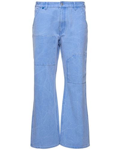 Acne Studios Pantaloni palma in tela di cotone con logo - Blu