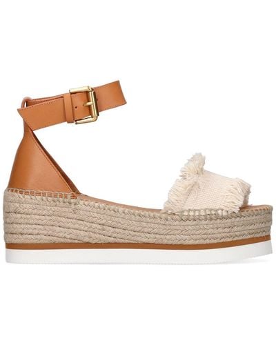 See By Chloé 80mm Glyn Canvas Espadrille Wedges - Natural