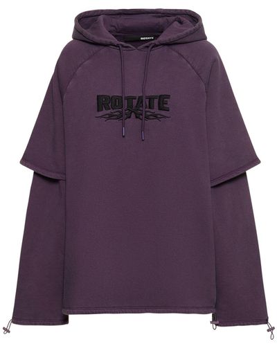 ROTATE BIRGER CHRISTENSEN Enzyme Cotton Sweatshirt Hoodie - Purple