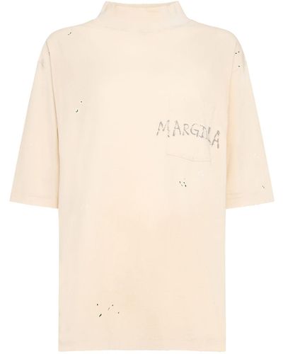 Maison Margiela T-shirt Aus Baumwolljersey Mit Logo - Natur