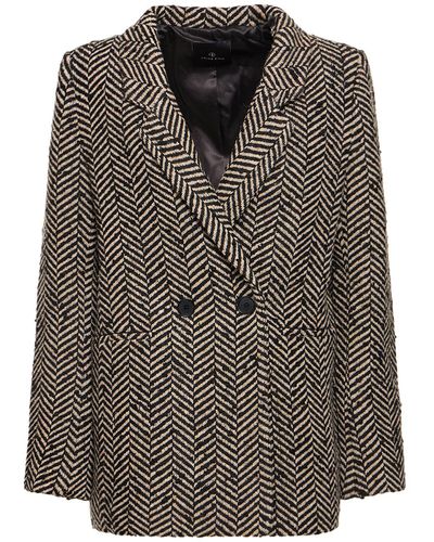 Anine Bing Herringbone Wool Blend Blazer - Multicolour