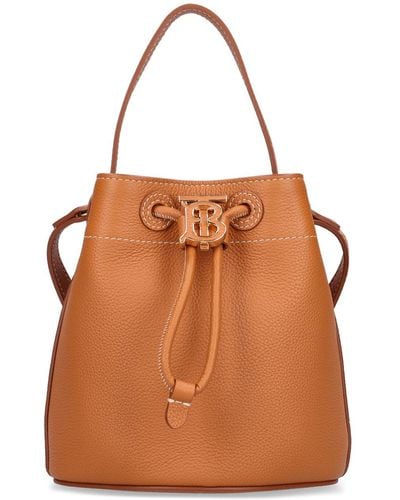 Burberry Mini Leather Bucket Bag - Brown