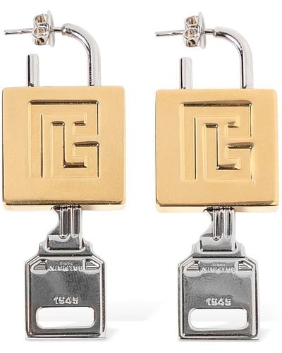 Balmain Lock & Key Earrings - Metallic