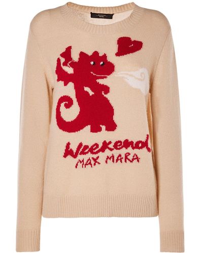 Weekend by Maxmara Adelchi Intarsia Logo Knit Sweater - Pink