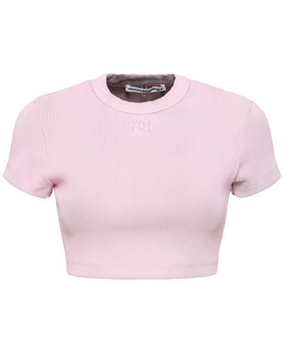 Alexander Wang T-shirt cropped in cotone - Rosa