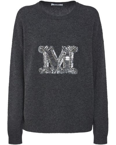 Max Mara Palato Embellished Wool And Cashmere Jumper - Grey