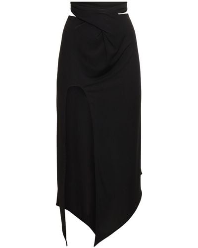 ALESSANDRO VIGILANTE Fluid Jersey Crossed Waist Midi Skirt - Black