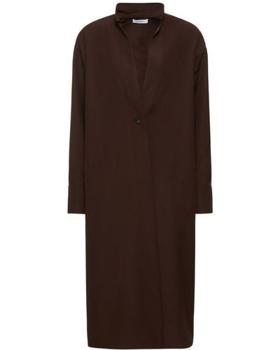 Ferragamo Single Breasted Wool Long Jacket - Brown