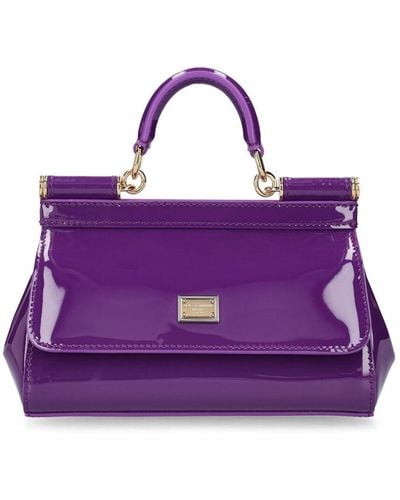 Dolce & Gabbana Mini Sicily Patent Leather Top Handle - Purple