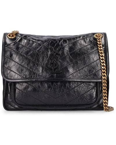 Saint Laurent Medium Niki Vintage Leather Shoulder Bag - Black