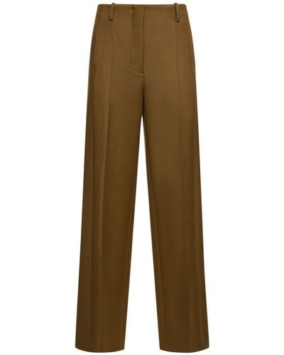 Tory Burch Stretch Wool Straight Trousers - Natural