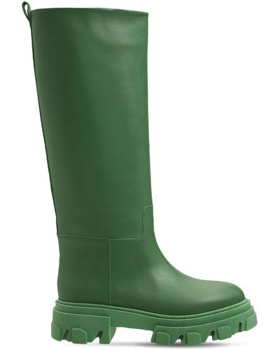 Gia Borghini 40mm Leather Combat Boots - Green