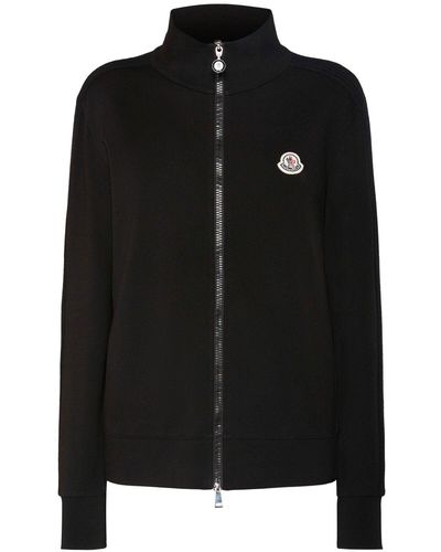 Moncler Viscose Blend Zip-Up Sweatshirt - Black