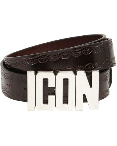 DSquared² 30mm Icon Buckle Leather Belt - Multicolor