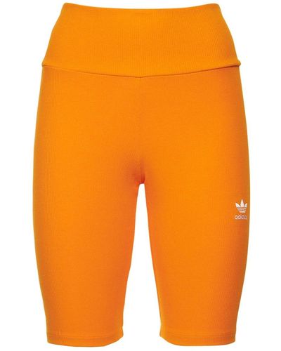 adidas Originals Ribbed Cotton Blend Shorts - Orange