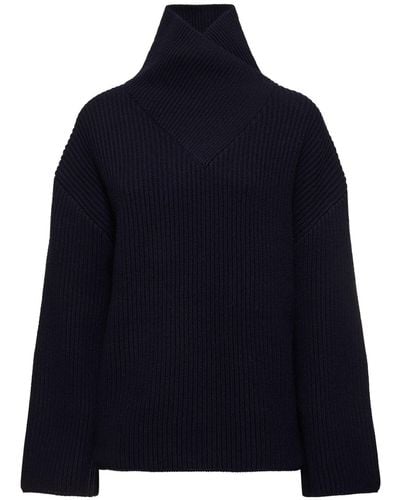 Totême Suéter de punto de lana acanalada - Azul