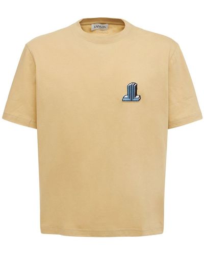 Lanvin Camiseta De Algodón Jersey Con Logo Bordado - Neutro