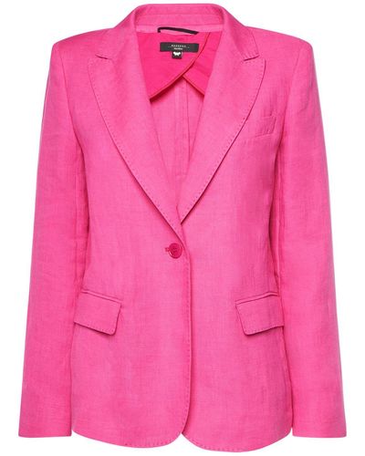 Weekend by Maxmara Blazer de lona de lino - Rosa