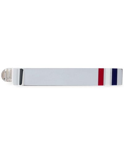 Thom Browne Logo Silver Tie Bar - White