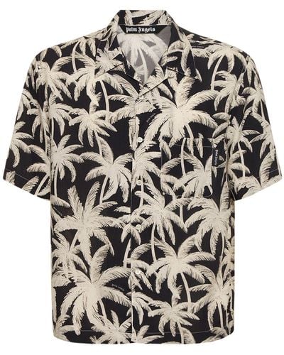 Palm Angels Camisa de viscosa con estampado - Negro